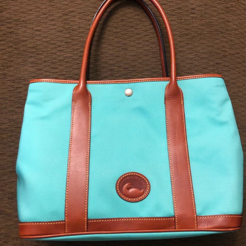 Dooney & Bourke Layla Mint Green Canvas trimmed in leather Tote